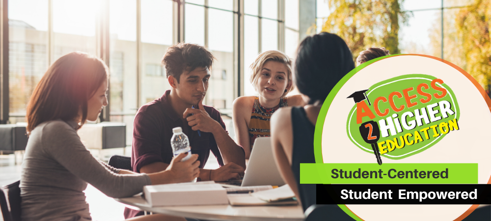 Students sitting around table to study at library